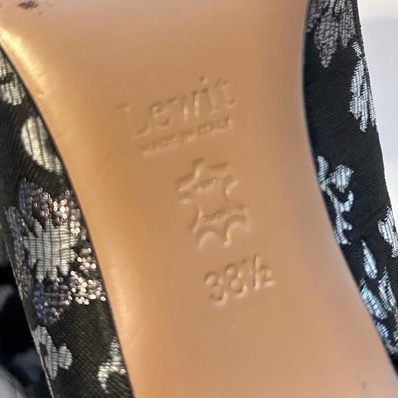 LEWIT 90s Y2K Lanzo Metallic Brocade Floral Ankle Boot Black Silver sz 8 Mobwife - Picture 13 of 14